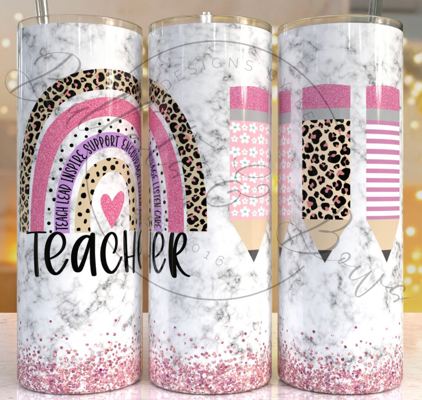 Teacher Leopard Rainbow tumbler