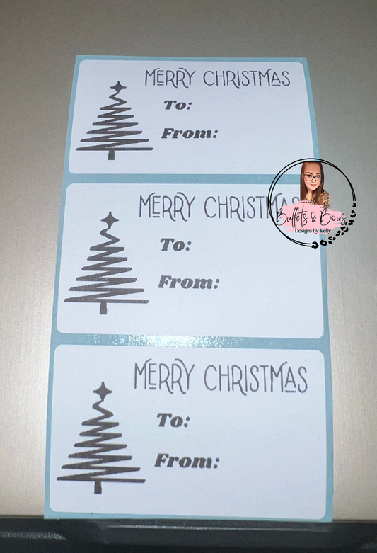 Merry Christmas w/Tree gift tag stickers