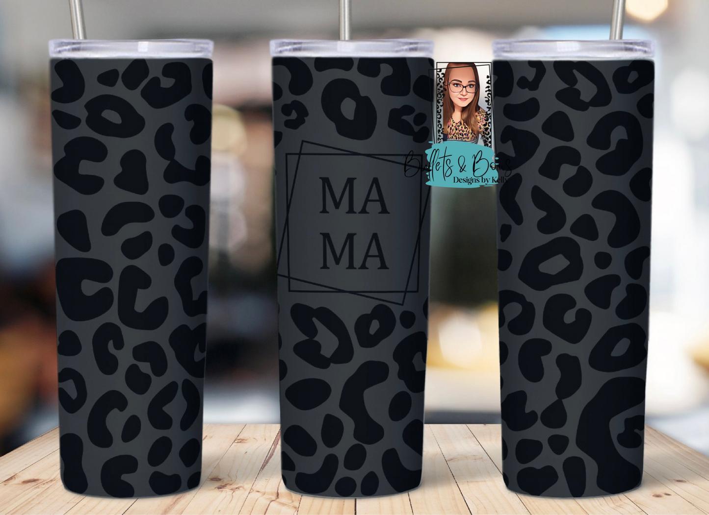 Mama with Black Leopard tumbler