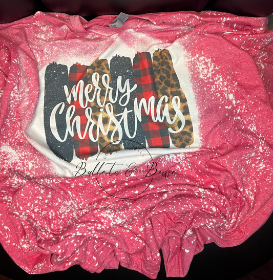 Merry Christmas bleached tee