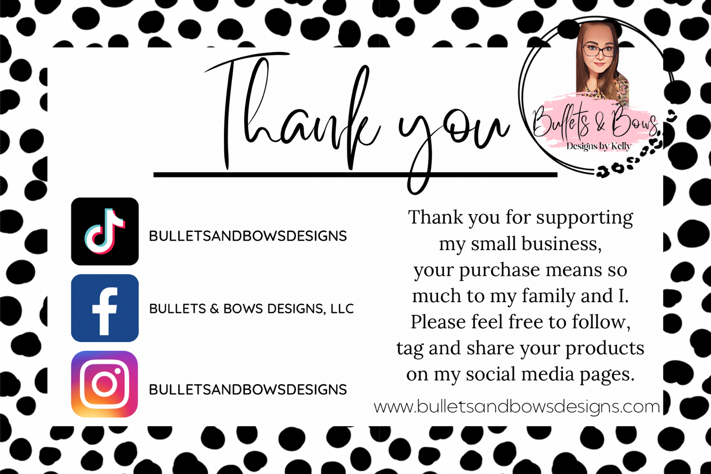 Black Polka Dot thank You cards