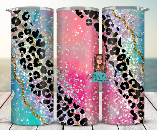 Milky Way Leopard/pink/teal tumbler